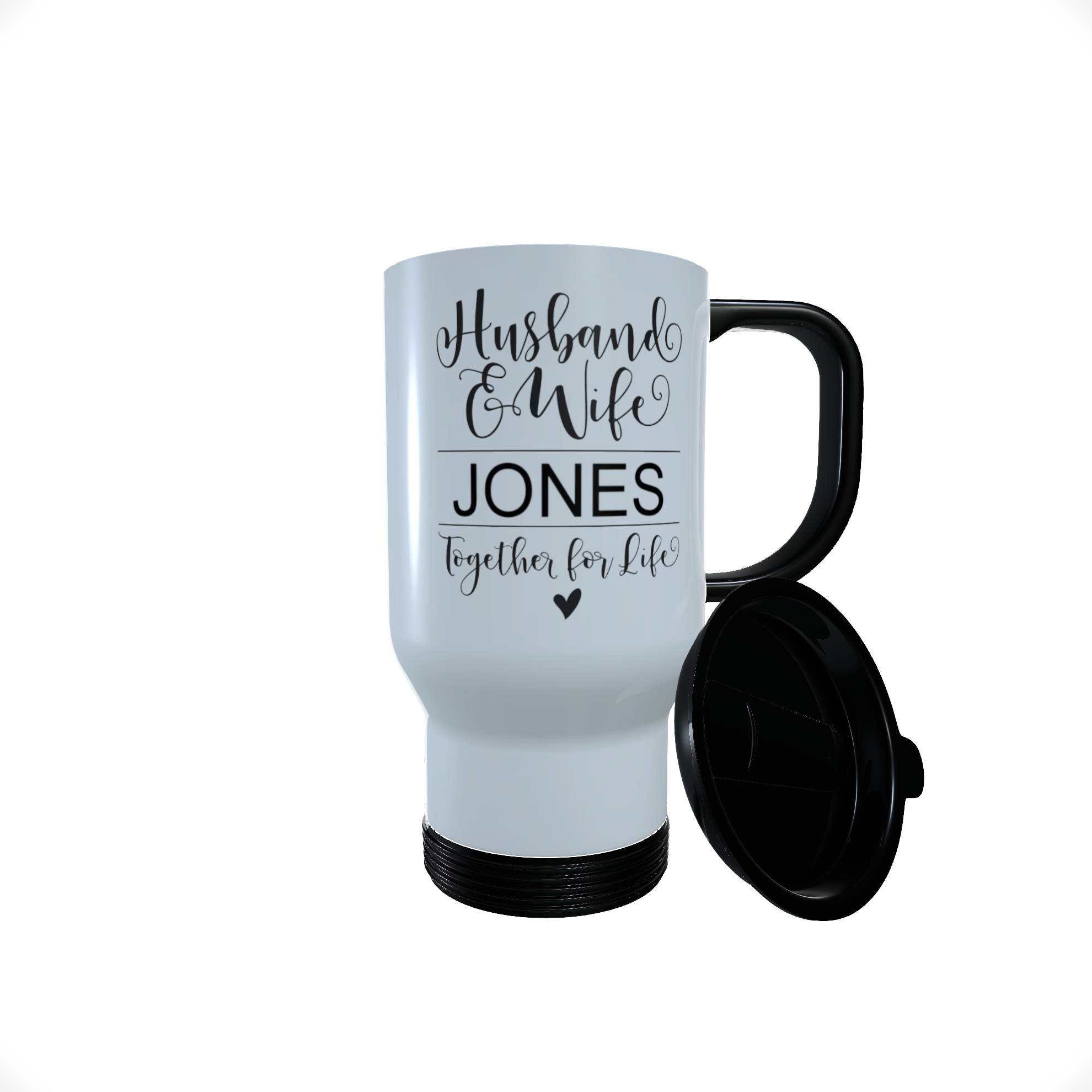 Bride & Groom Personalised Travel Mug, Custom Bride and Groom